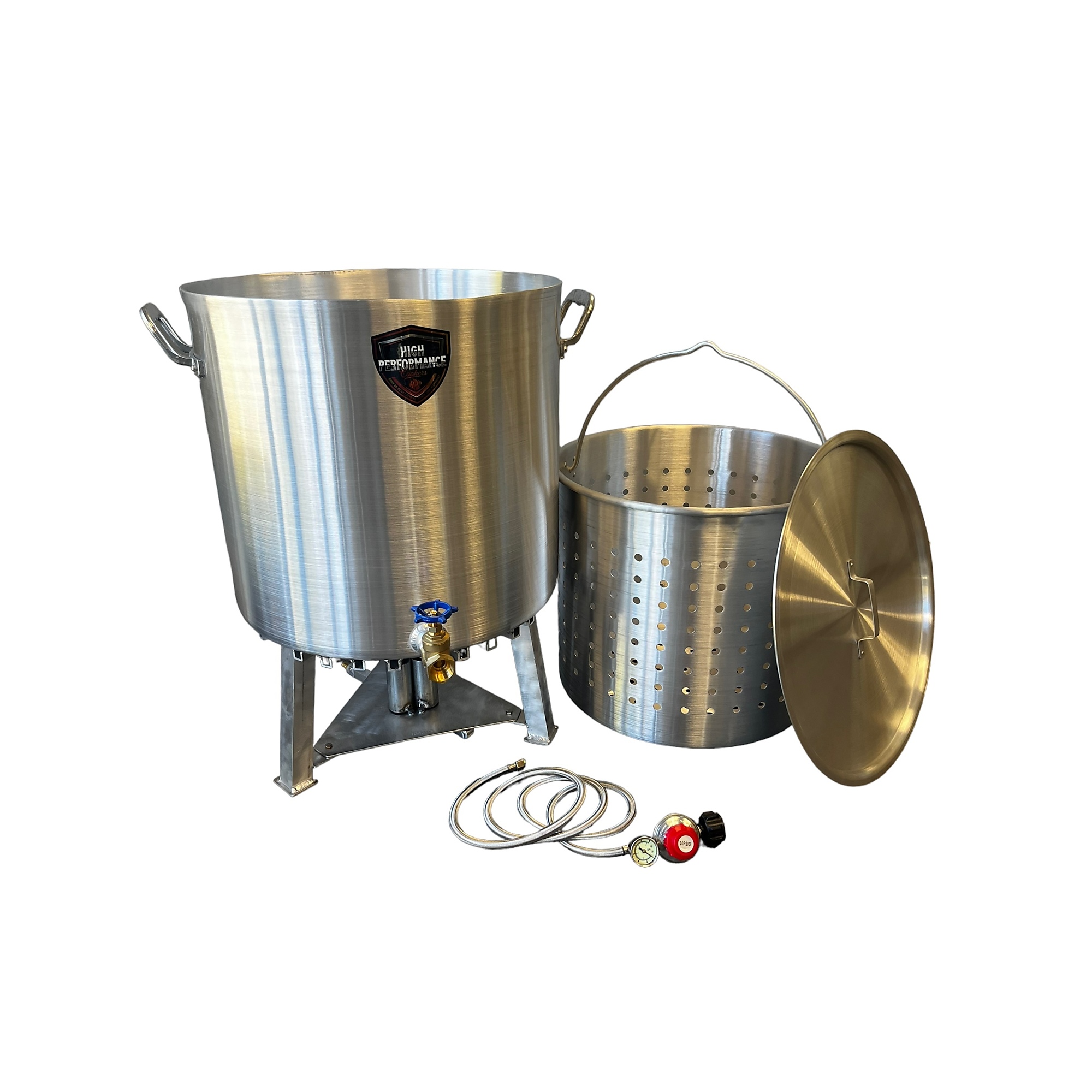 High Performance Cookers, 120 QT Powered Seafood Boiler, Material Aluminum, Model# PW120-BTJ-VLV075